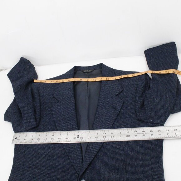 Vintage lanvin paris sport coat men's 40 hopsack notch lapel blue green jacket - Picture 9 of 15